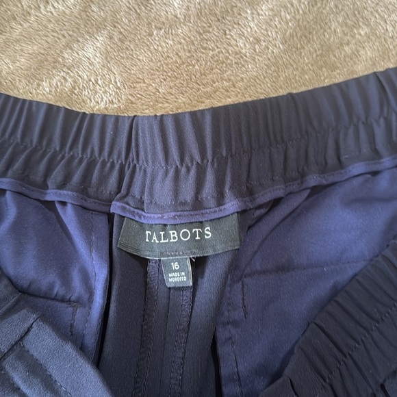 Talbots Navy Blue Pull-On Wide Leg Elastic Waist Drawstring  Pants - Picture 9 of 11